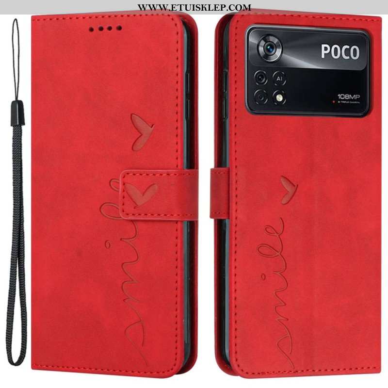 Etui Folio do Poco X4 Pro 5G z Łańcuch Pasiasty Uśmiech